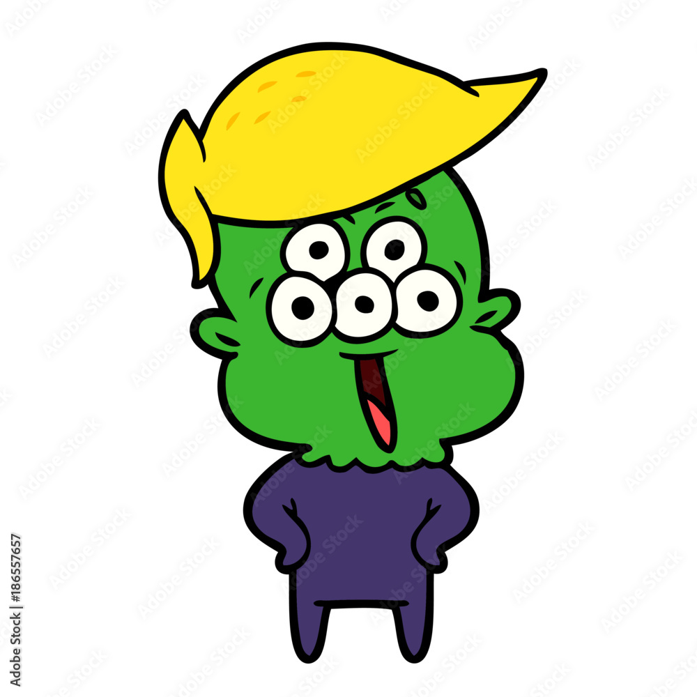Fototapeta premium happy cartoon alien idiot