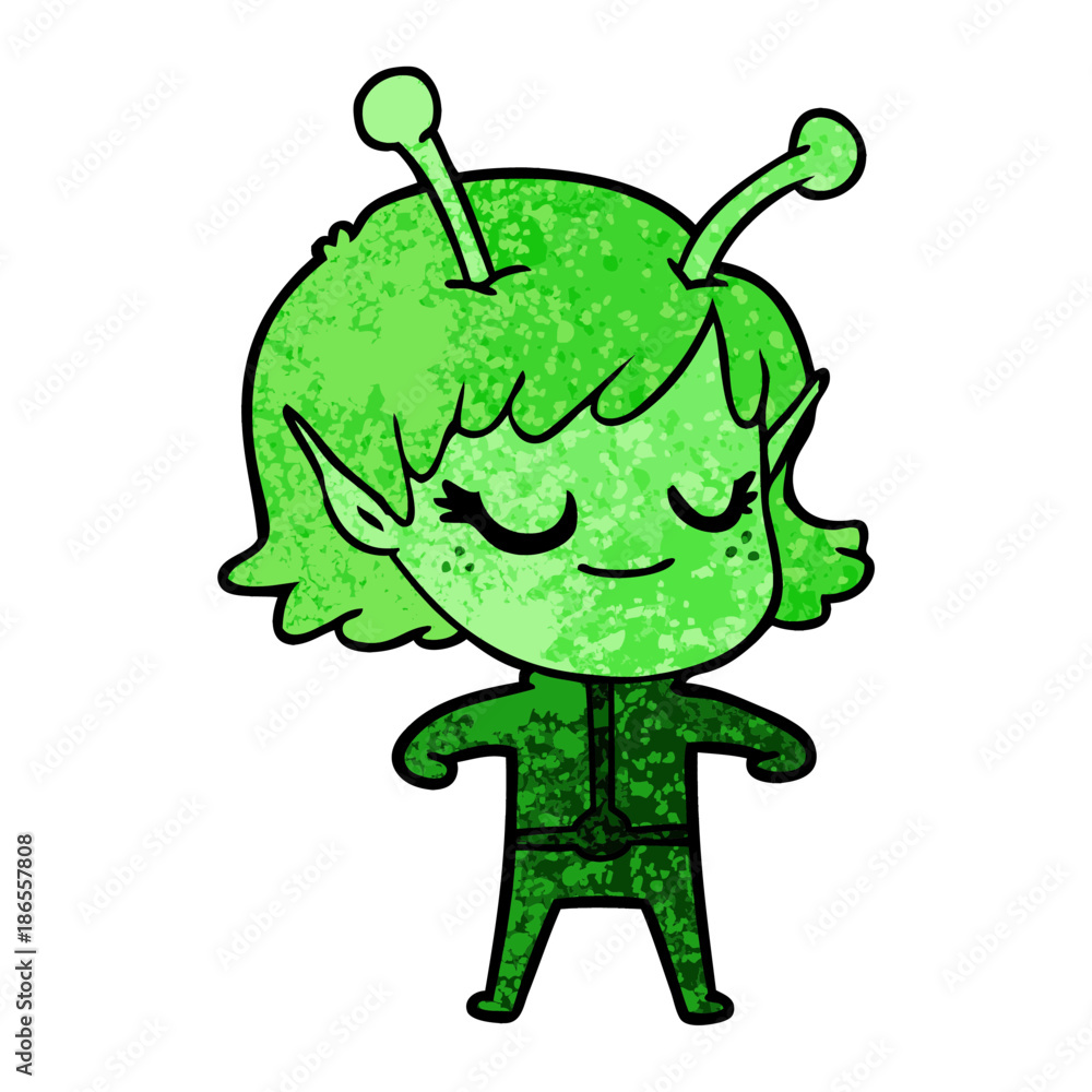 smiling alien girl cartoon smiling alien girl cartoon