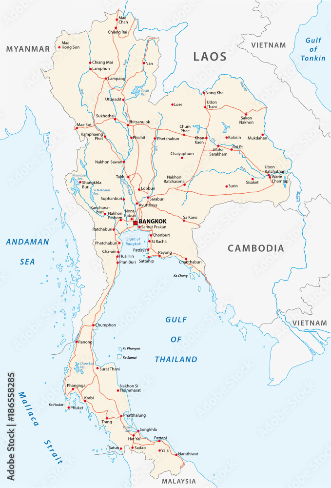 thailand road vector map