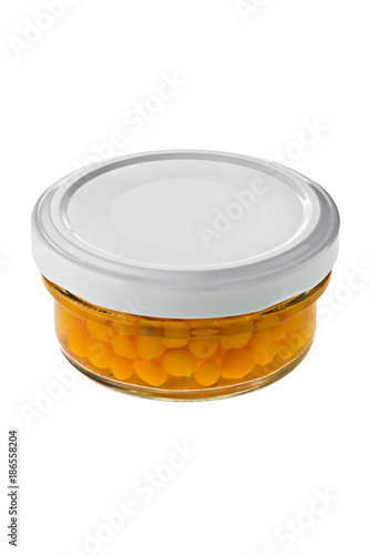 Hot aji charapita in glass on white background