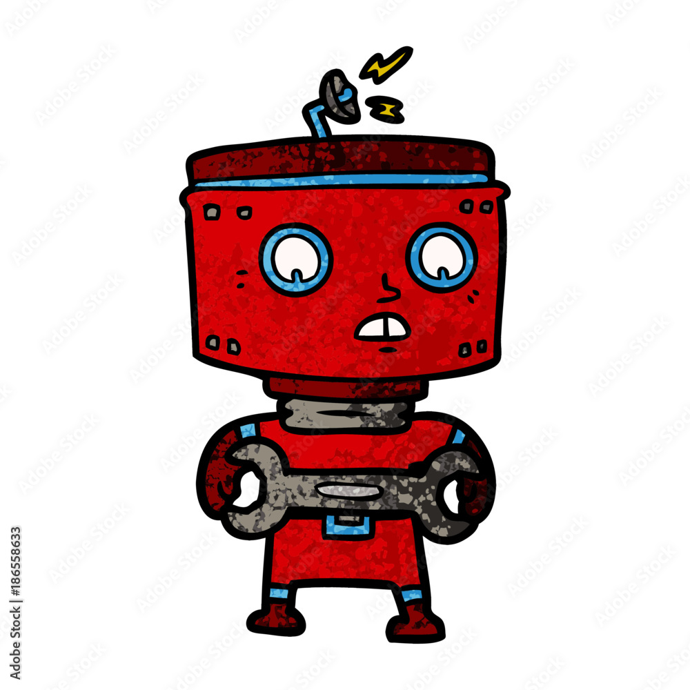 cartoon robot with spanner cartoon robot with spanner