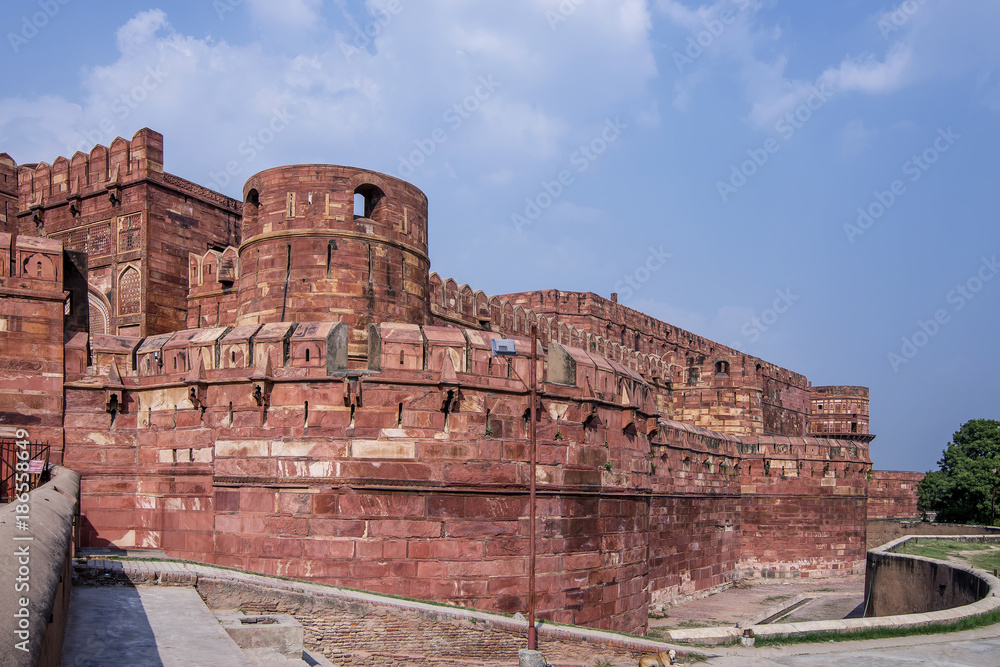 The walls of Agra Fort, Agra, Uttar Pradesh, India