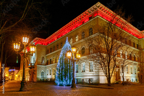 Riga. Parliament building at night.