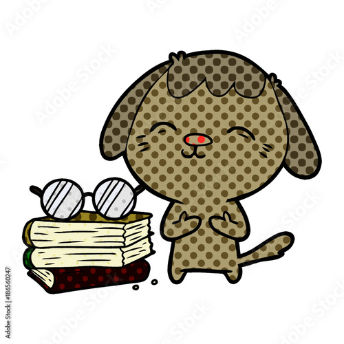 happy cartoon dog scholar