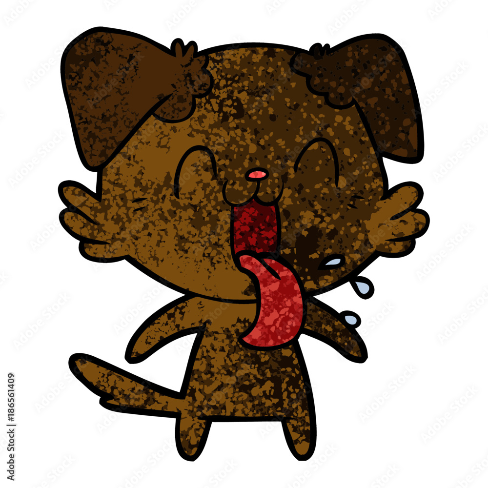 Obraz premium cartoon panting dog