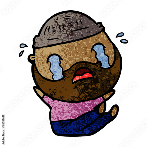 cartoon bearded man crying