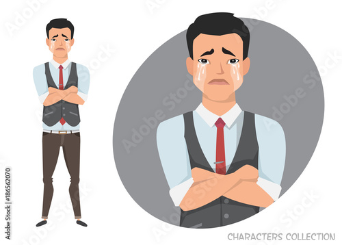 The asian guy crossed his arms and cries.