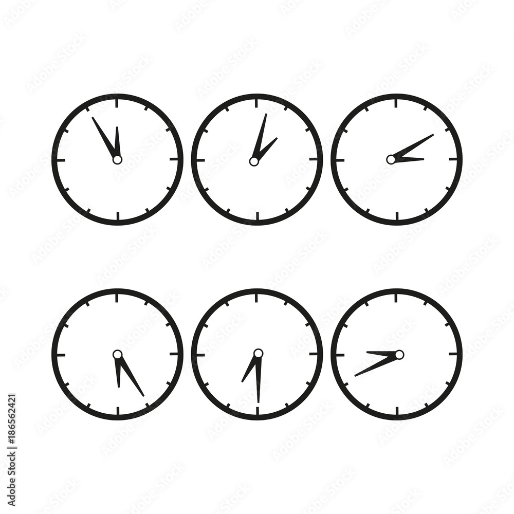 Fototapeta premium Clocks with difference time icon