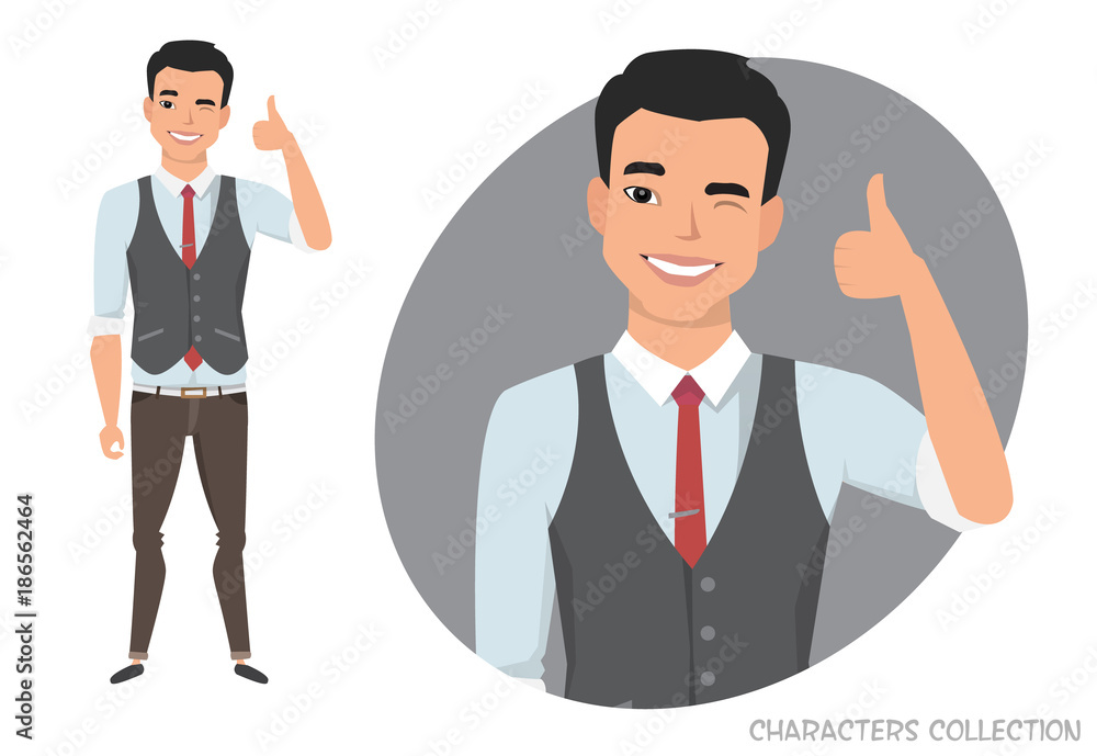Positive asian guy smiling and recommended. Positive asian guy smiling and recommended.