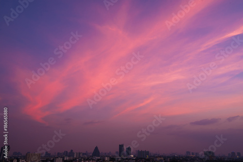 twilight sky after sunset over city for background
