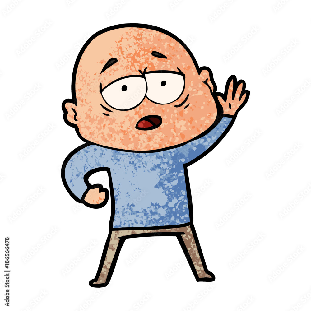 cartoon tired bald man cartoon tired bald man