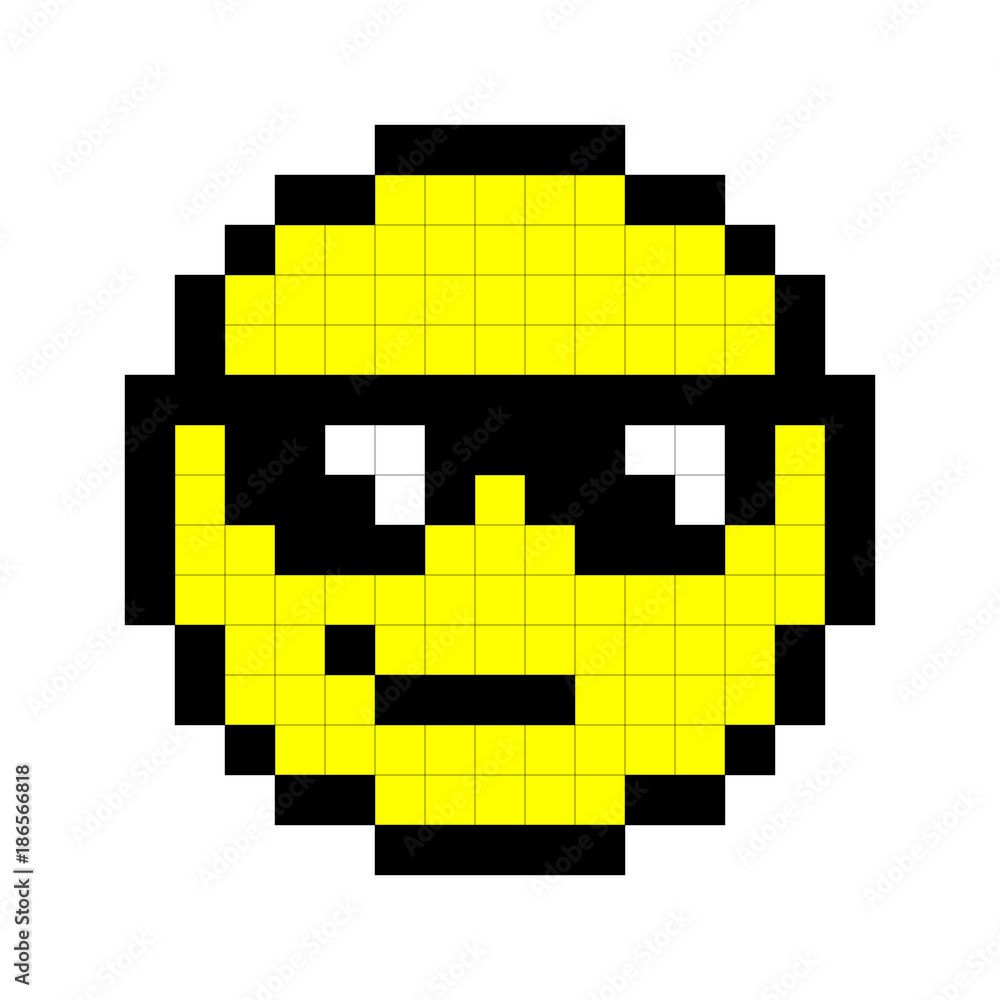 Naklejka Żółty Popularny Cartoon Face Pixel Art Background