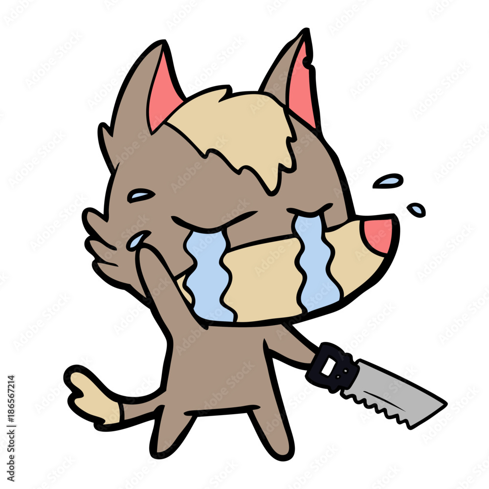 cartoon crying wolf with saw cartoon crying wolf with saw