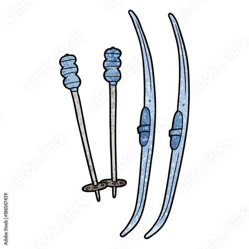 cartoon skis and poles