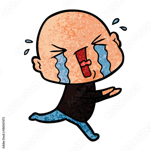 cartoon crying bald man