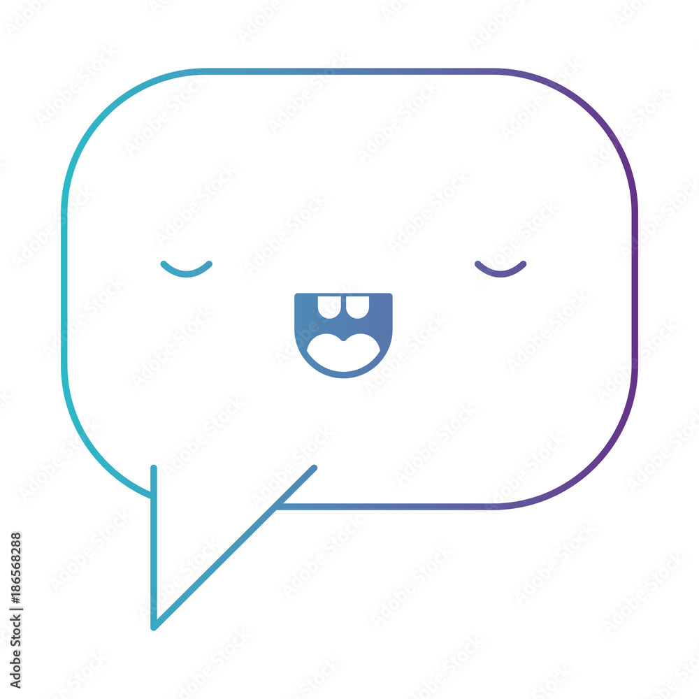 kawaii square dialogue speech and rounded with tail in degraded blue to purple color contour kawaii square dialogue speech and rounded with tail in degraded blue to purple color contour