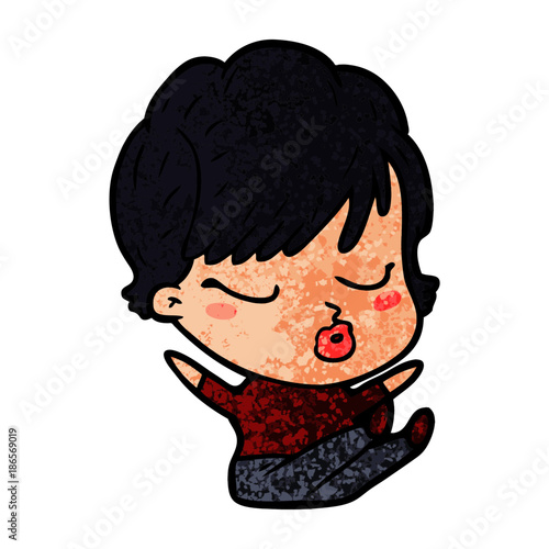 cartoon woman with eyes shut