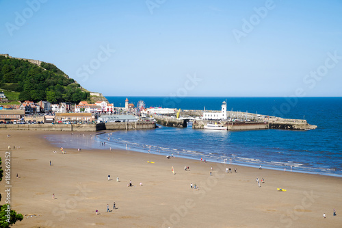 Scarborough, Yorkshire, England, UK  The South Sands and Harbour. © clivewa