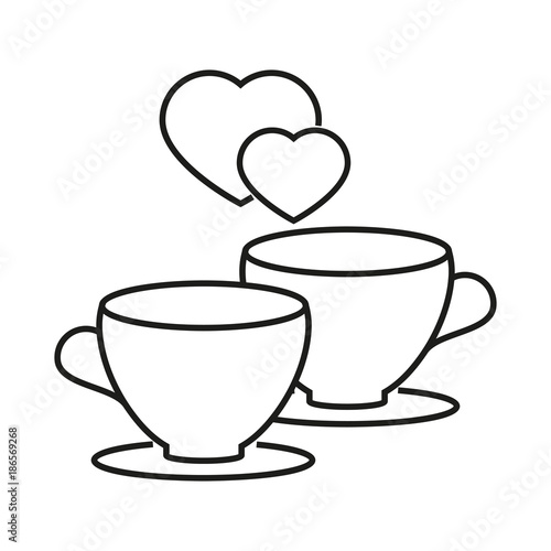 Cups with a heart of love icon