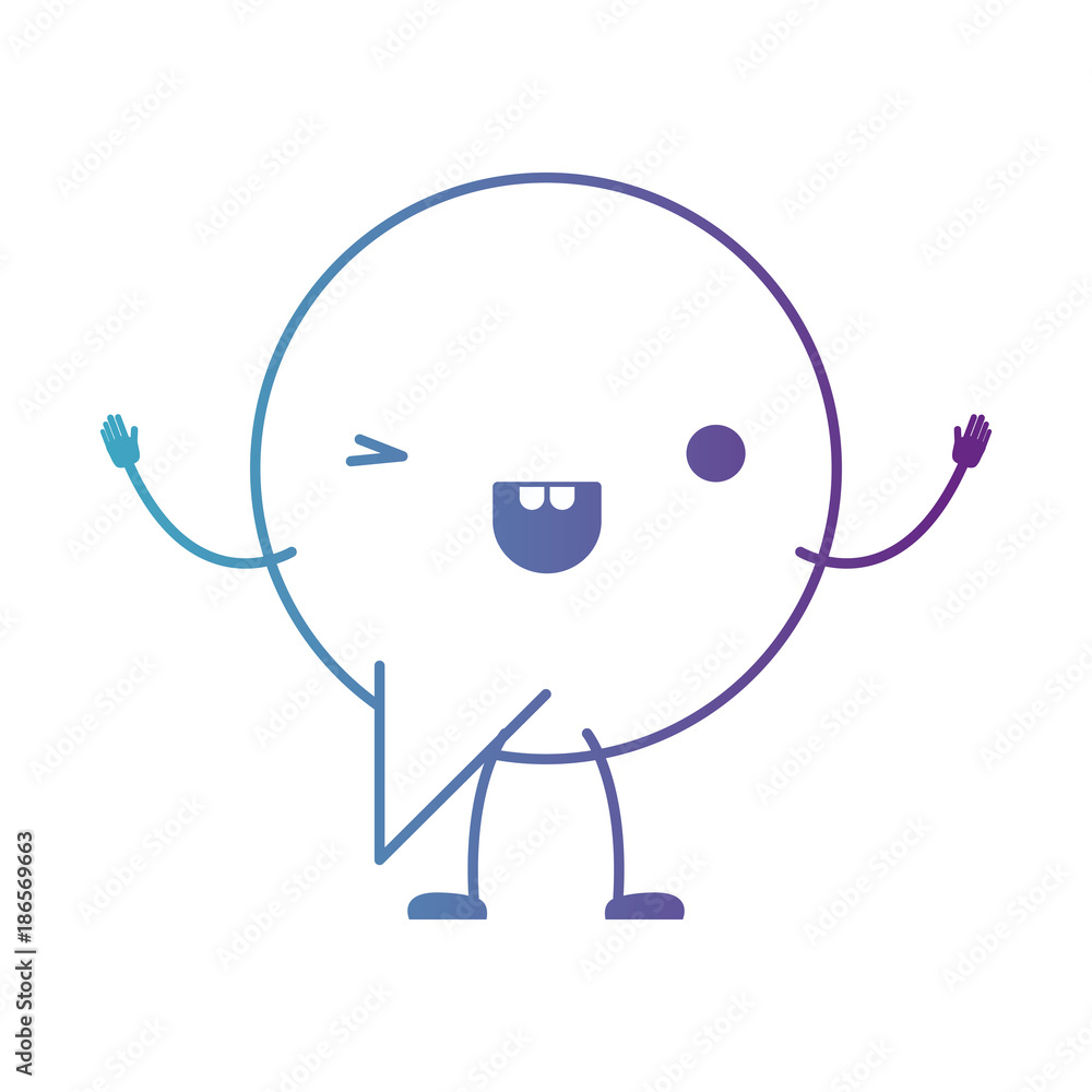 animated kawaii circular dialogue speech with tail in degraded blue to purple color contour