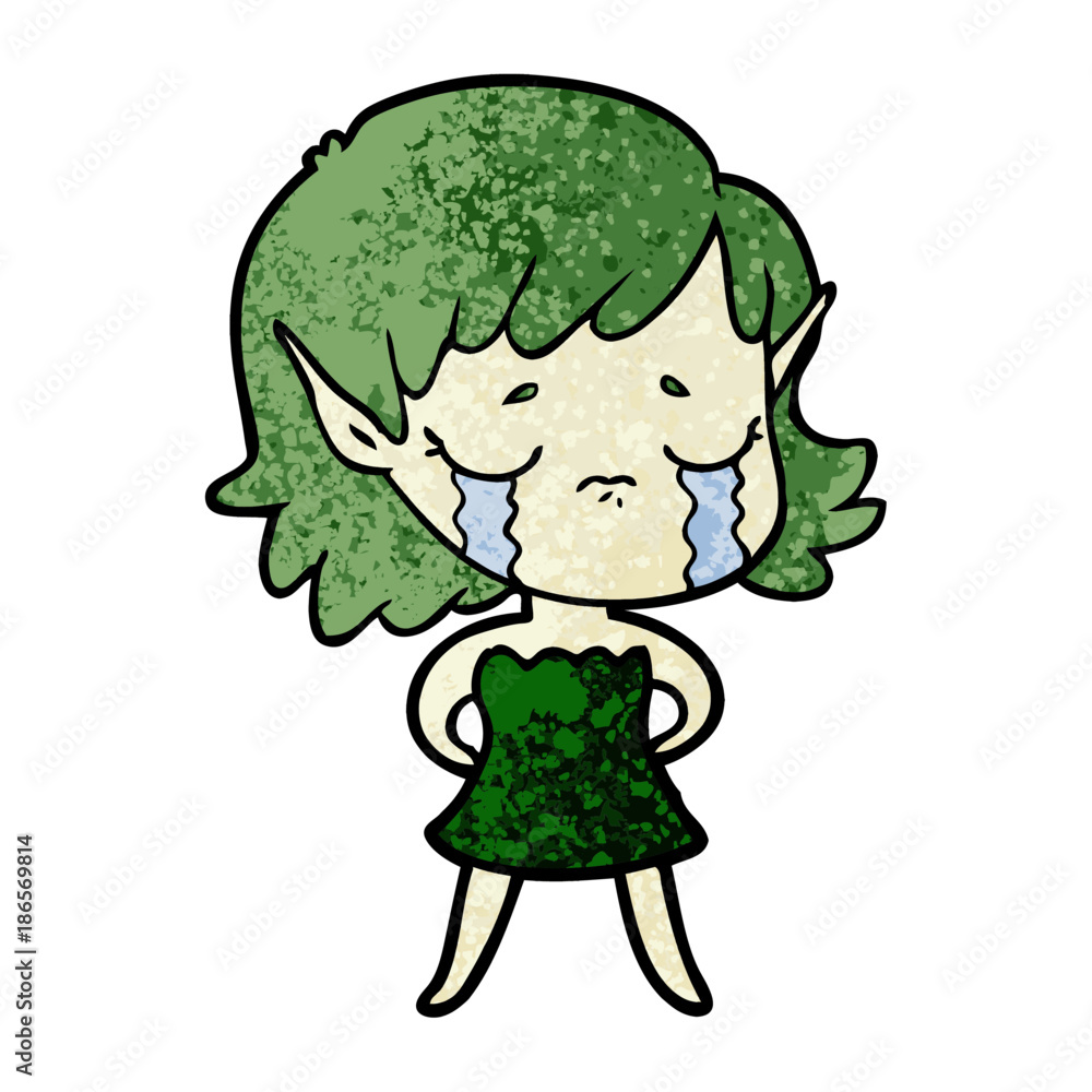 crying cartoon elf girl crying cartoon elf girl