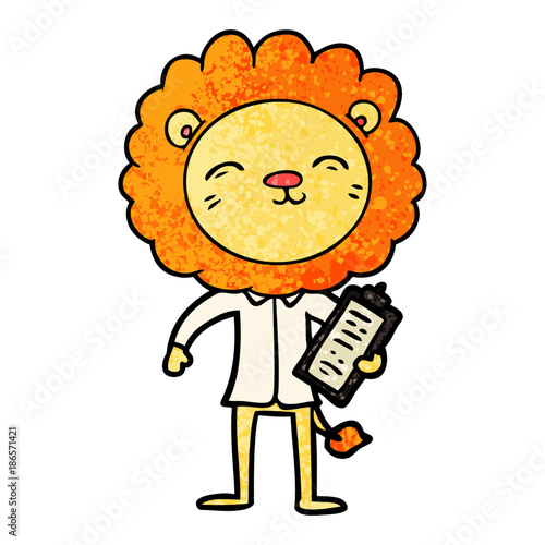 cartoon lion in business clothes photo