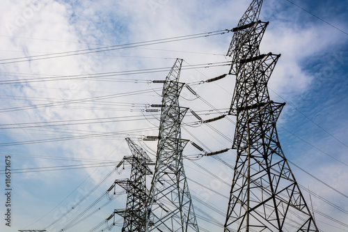 electricity high voltage pole and sky photo