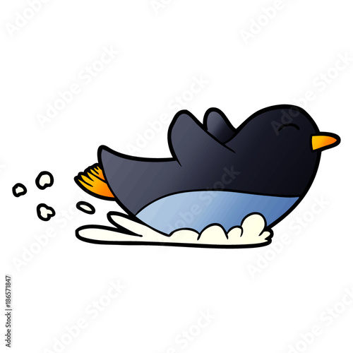 cartoon penguin sliding