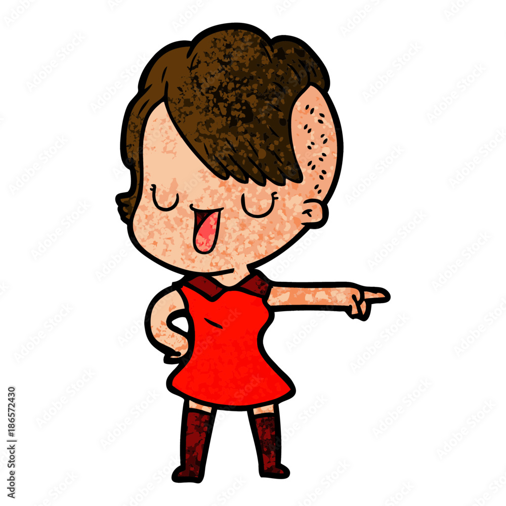 cute cartoon girl with hipster haircut cute cartoon girl with hipster haircut