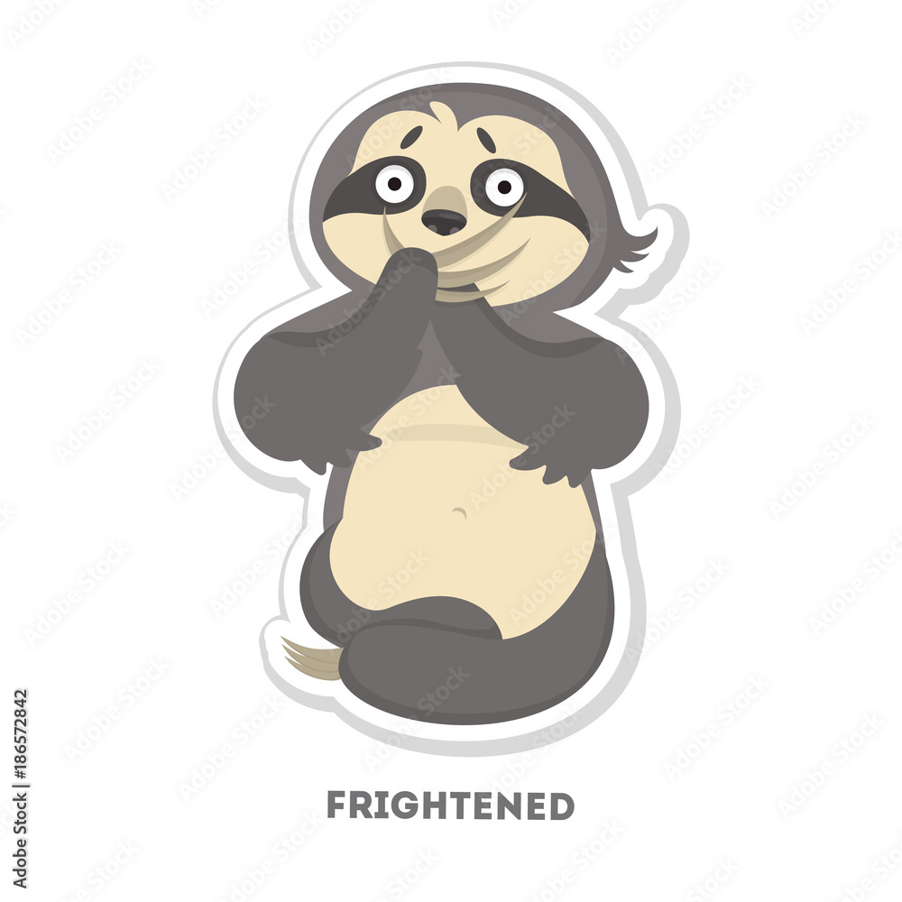 Frightened sloth sticker