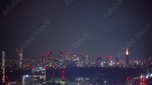 The Shinjuku, Tokyo, Japan skyline illuminated at night photo