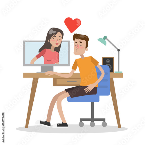 Couple dating online.