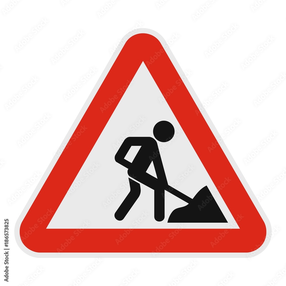 Work on the road icon. Flat illustration of work on the road vector icon for web. Work on the road icon. Flat illustration of work on the road vector icon for web.