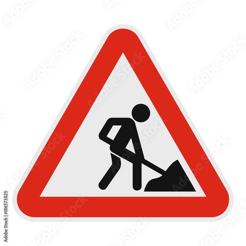 Work on the road icon. Flat illustration of work on the road vector icon for web.