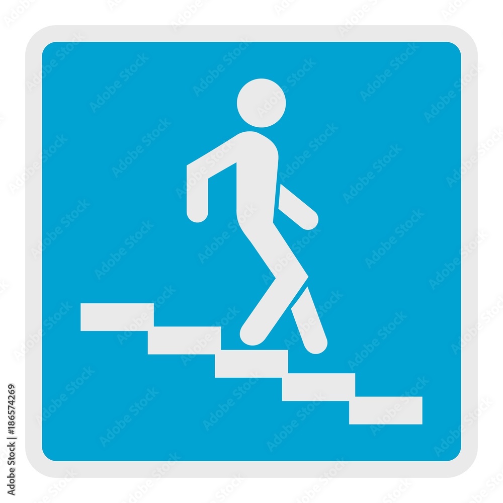Man descending the stairway icon. Flat illustration of man descending the stairway vector icon for web. Man descending the stairway icon. Flat illustration of man descending the stairway vector icon for web.