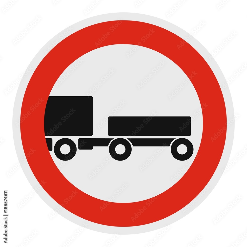 Trailer is forbidden icon. Flat illustration of trailer is forbidden vector icon for web. Trailer is forbidden icon. Flat illustration of trailer is forbidden vector icon for web.
