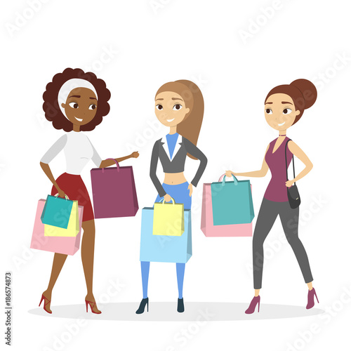 Isolated women shopping. © inspiring.team