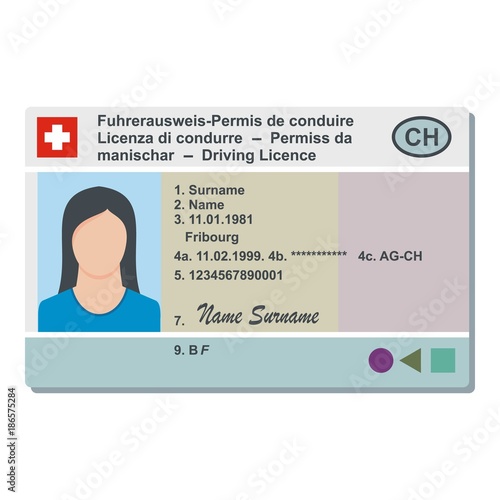 Driving license icon. Flat illustration of driving license vector icon for web.
