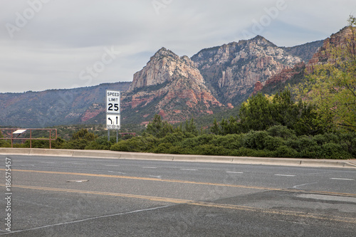 A speed limit scene on the side of the road in Sedona