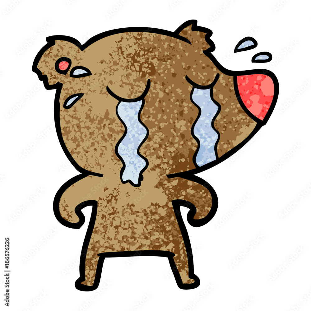 Obraz premium cartoon crying bear