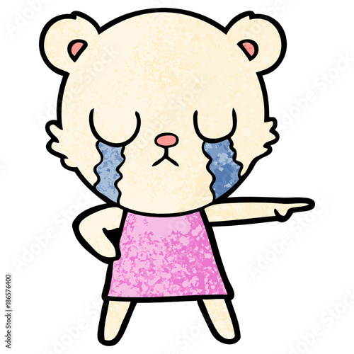crying polar bear in dress pointing © lineartestpilot