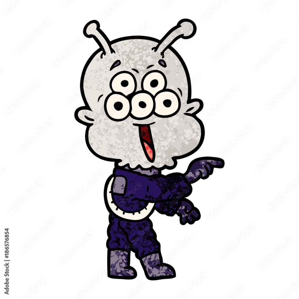 Naklejka premium happy cartoon alien