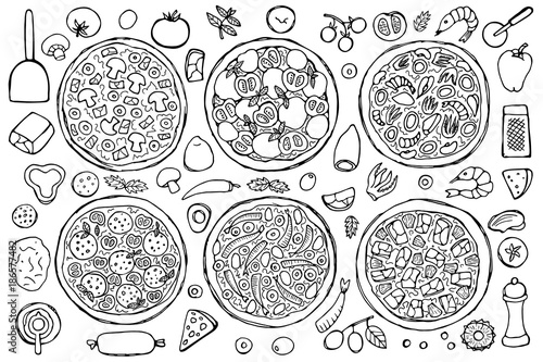 Hand Drawn Pizza Set
