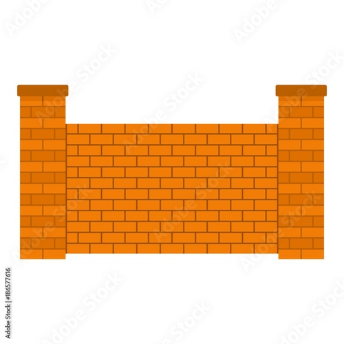 Fence of brick icon. Flat illustration of fence of brick vector icon for web.