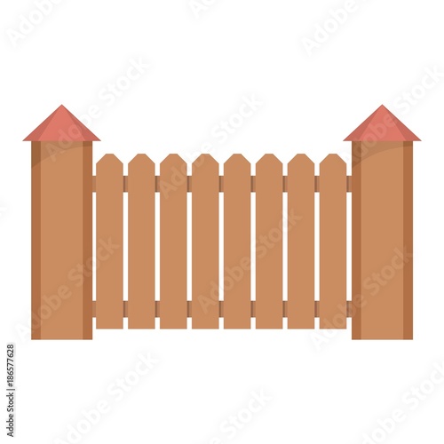 Fence with turret icon. Flat illustration of fence with turret vector icon for web.