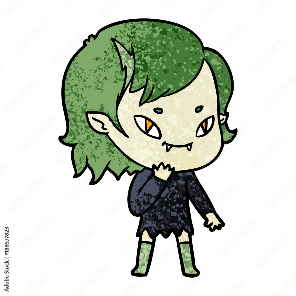 cartoon friendly vampire girl considering cartoon friendly vampire girl considering