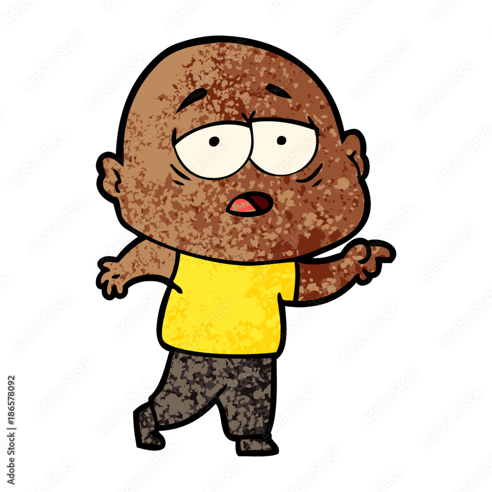 cartoon tired bald man cartoon tired bald man