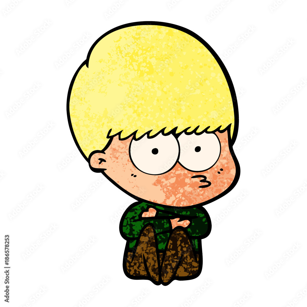 Obraz premium nervous cartoon boy