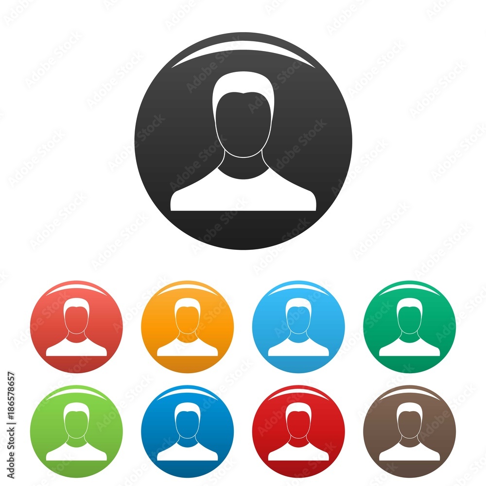Man avatar icons set in simple style many color circle isolated on white background Man avatar icons set in simple style many color circle isolated on white background