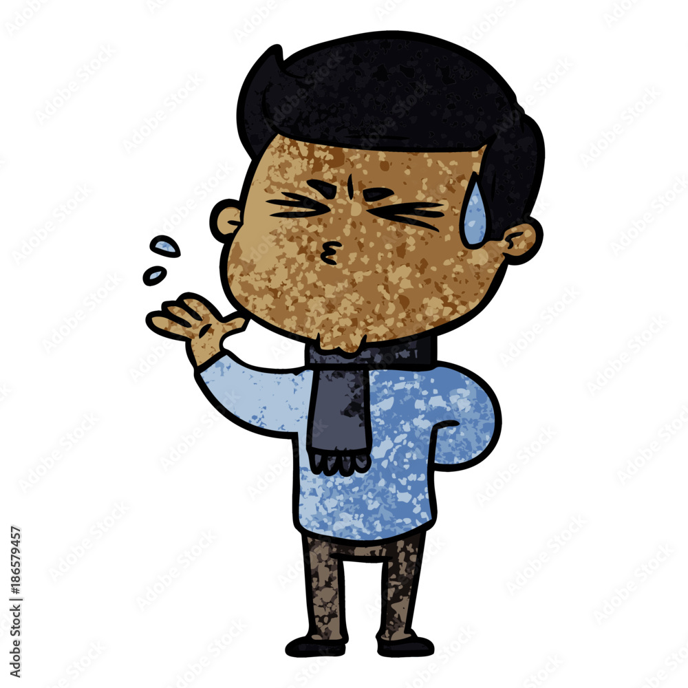 Obraz premium cartoon man sweating